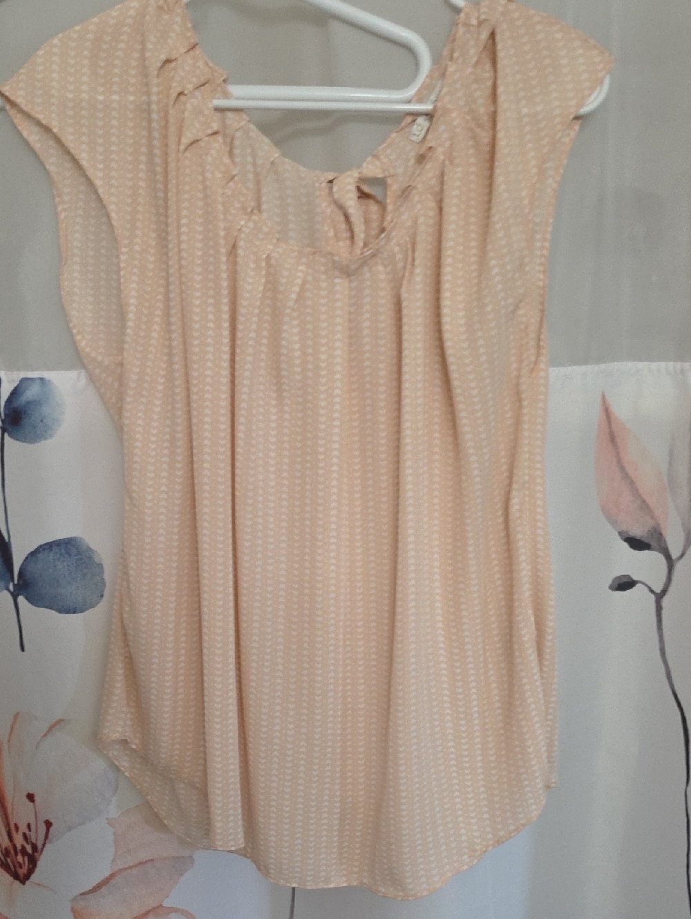 LC Lauren Conrad Peach Cap-Sleeve Tie-Neck Blouse